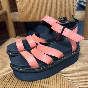 Dr. Martens Coral and Black Platform Shoes